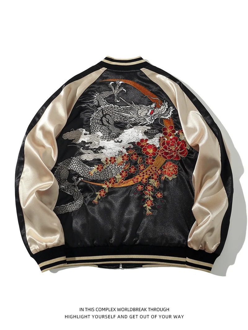 Heavy Embroidery Dragon Jaet Coat Youth Sle Baseball orm Windbreaker for Men And Women Casual Autumn Outerwear 250708