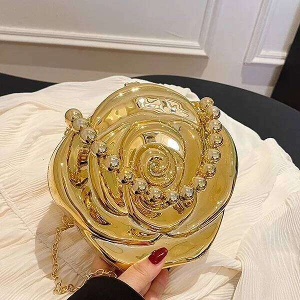 Designer Bags Acrylic Evening Case Bag For Women Fashionable Flower Shaped Elegant Handbags Beads Chain Shoulder Cross Body Party 2025 Luxury Bag