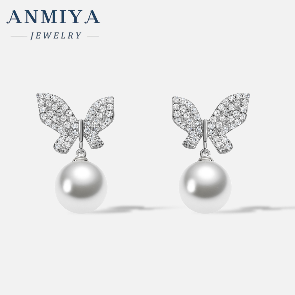 Best Selling butterfly Water Resistant Zirconia Cute Sweet Earrings Stud 925 Silver High Quality Earring for Women Summer