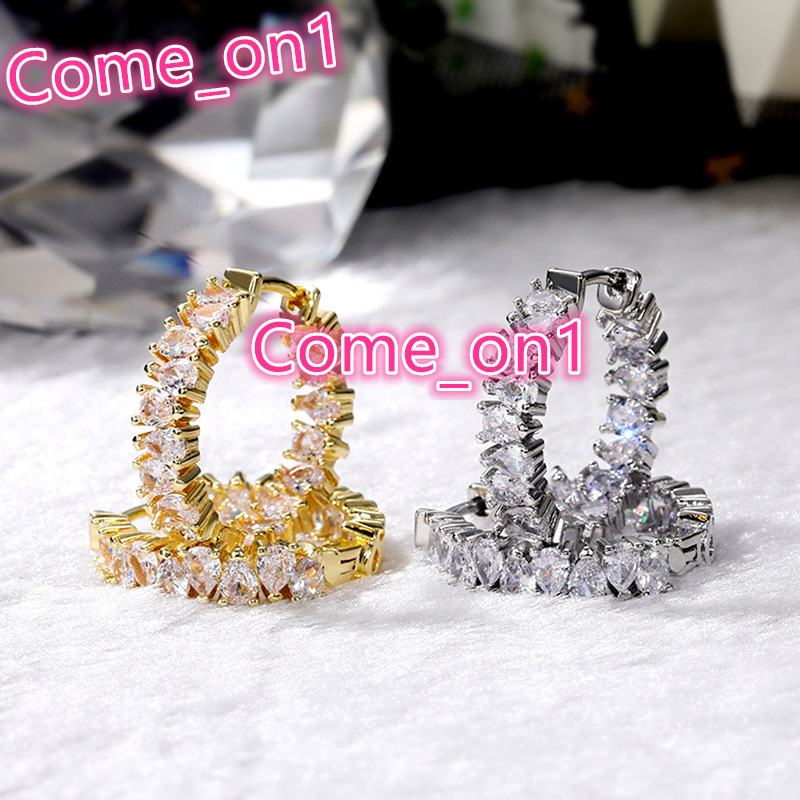 High-quality Silver Color/Gold Color Earrings Women Wedding Party Hoop Earring Versatile Luxury Cubic Zirconia Jewelry