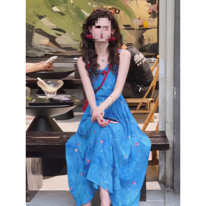 Summer New Women's Skirt Trendy Stunning Women's Flower Skirt Summer New Gentle and Beautiful Vacation Fashion Style Waist Strap Skirt New D