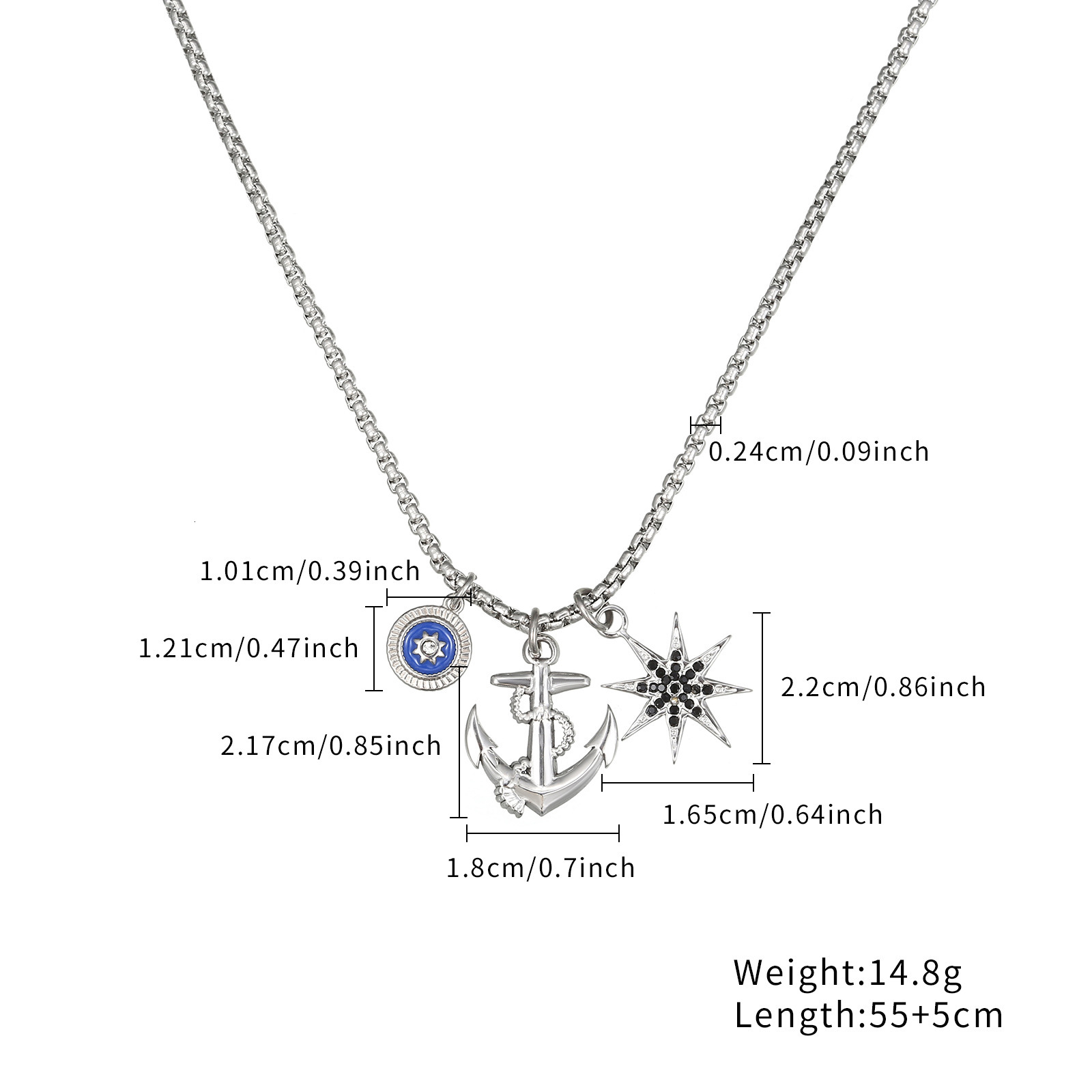 Luxury Jewelry Designer Jewelry LOFTILY Cross-border Amazon Hot-selling Eight-pointed Star Axe Round Pendant Necklace For Men Personalized Stainless P