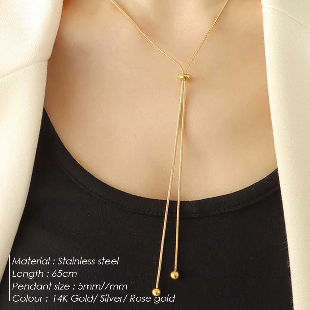Anco Stainless Steel Y-shaped Beads Collaone Round Long Pendant Necklace Snake Chain Mens Holiday Gift W250712