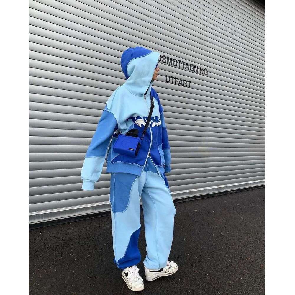 Y2k American Colorful Letter Embroidered Zipper Hoodie Men Fashion High Street Oversized Sweatshirt Women Retro Casual Jacket