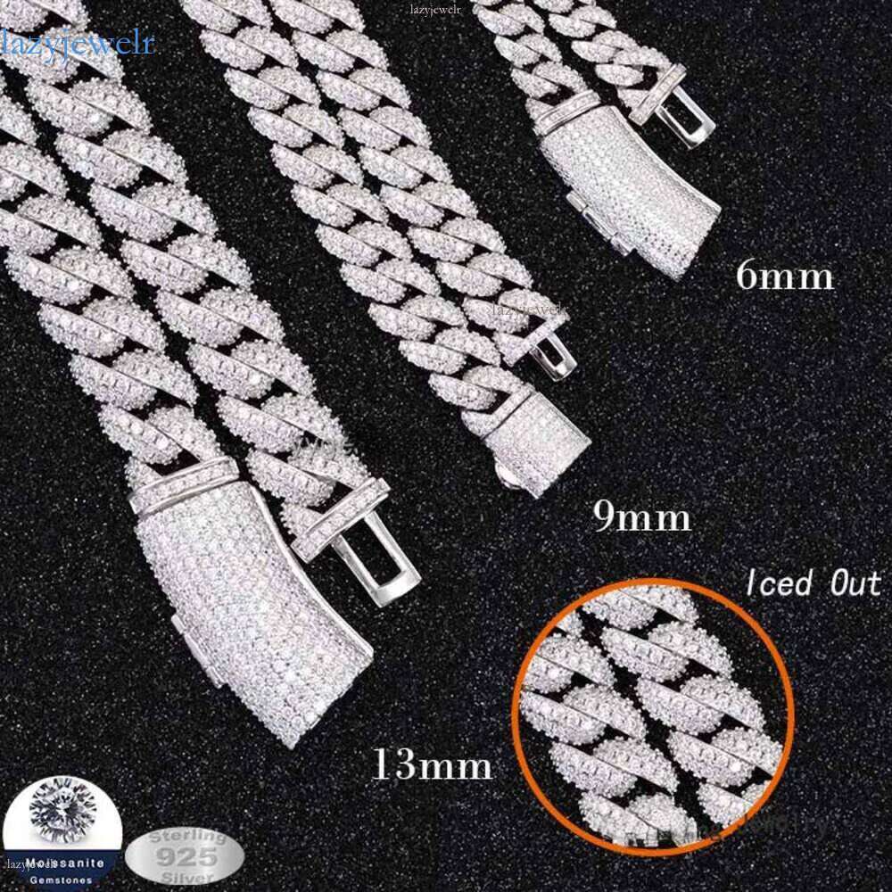 Wholesale for Men 6mm 9mm 13mm Width Sier Gold Plated Vvs Moissanite Dia Cuban Link Chain