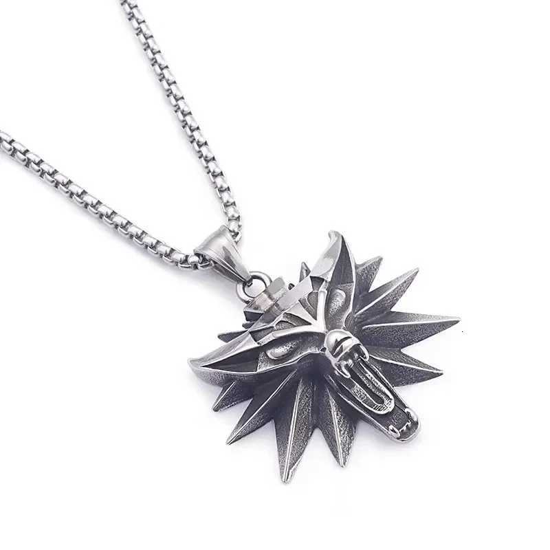 Vintage Punk Wolf Pendant Necklace For Men Punk Hip Hop Jewelry Geralt of Rivia Slavic Viking Necklace Dropship W250712