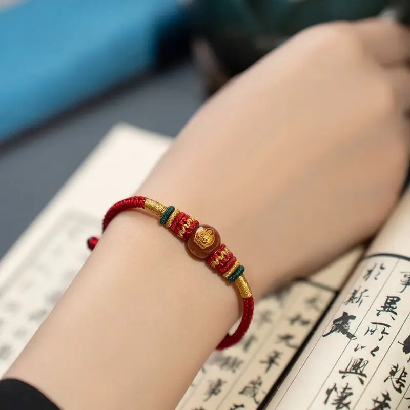 2025 Year of The Dragon Zodiac Amulet Patron Smulet Red Rope Hand-woven Adjustable Hand Rope Bracelet for Men and Women Couple 250712
