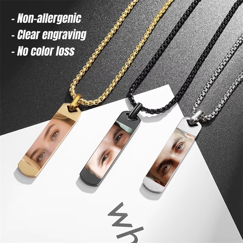 Luxury Jewelry Designer Jewelry SHEIN Cross-border Hot Sale Custom Eye Photo Necklace DIY Custom Stainless Steel Eye Picture Engraving Necklace