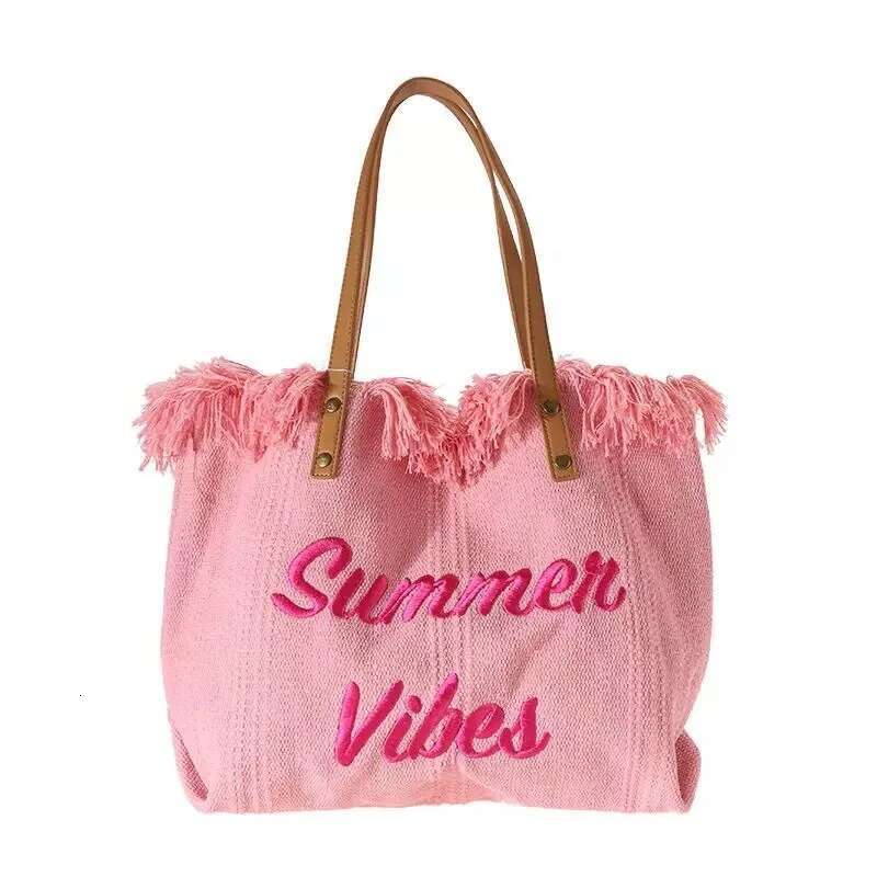 Beach Travel Tote Fashionable Simple Tassel Large Capacity Shoulder Bag