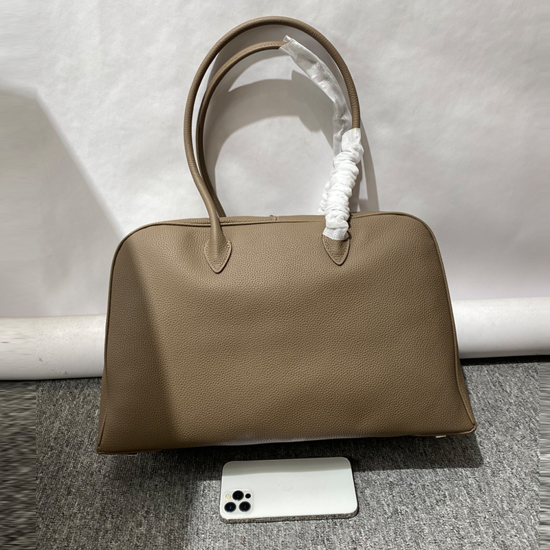 Genuine Leather Boston Bag For Women Luxury Designer Handbag Purse 2025 New In Vintage Cowhide Large Capacity Underarm Shoulder