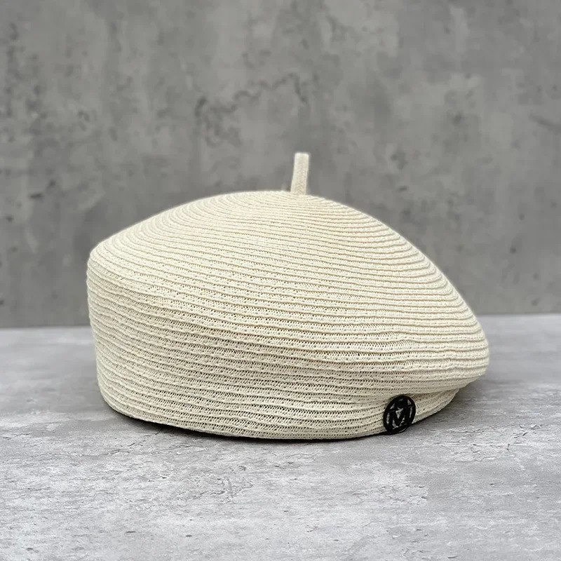 Fashion Summer Straw Berets Celebrity Elegant Stereotype Fine Fedoras Letter Berets Womens Tourism Retro Casual Painter Hat 250712