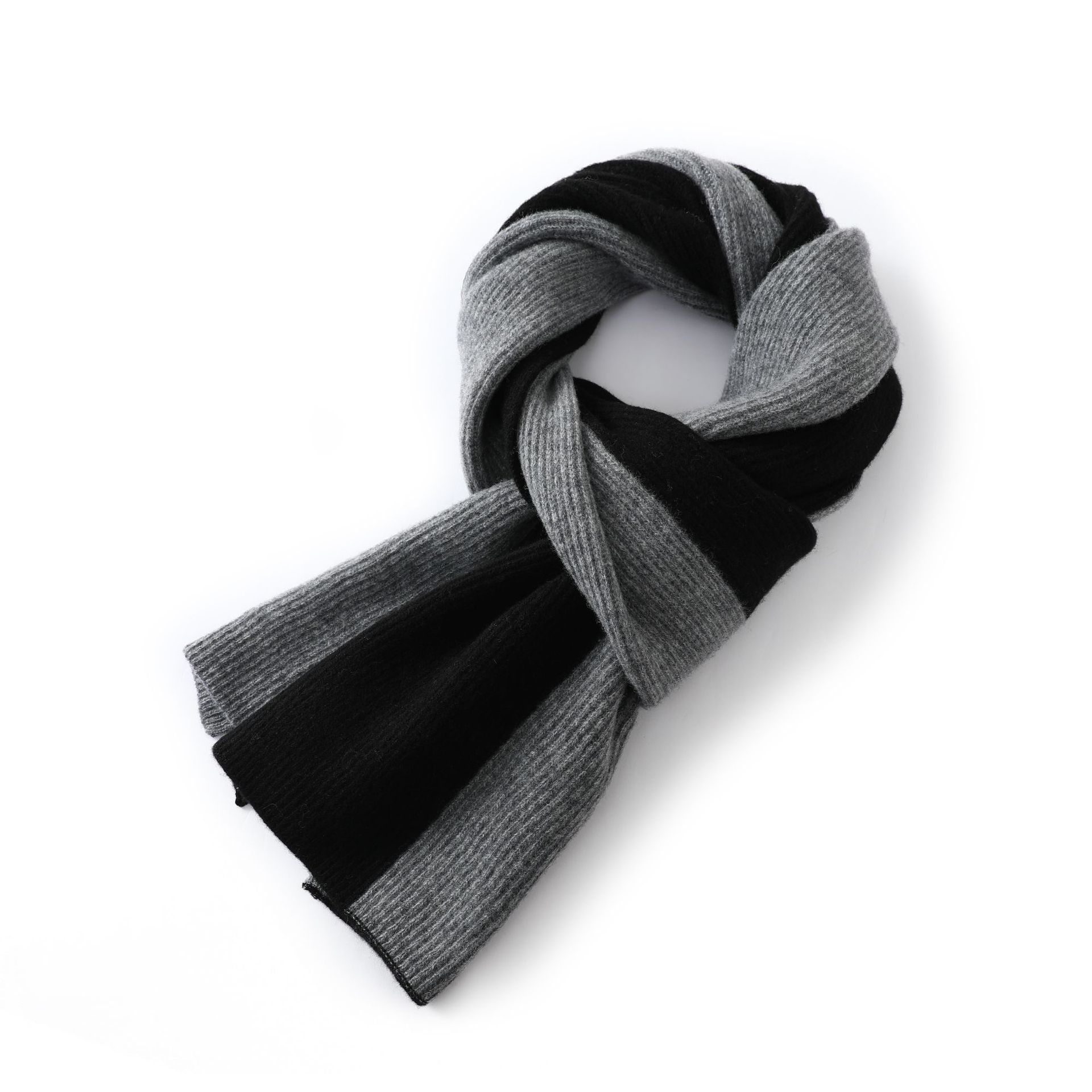 K1336 100% pure wool fashion color matching knitted scarf for men and women long wool neck scarf for winter warmth and versatile