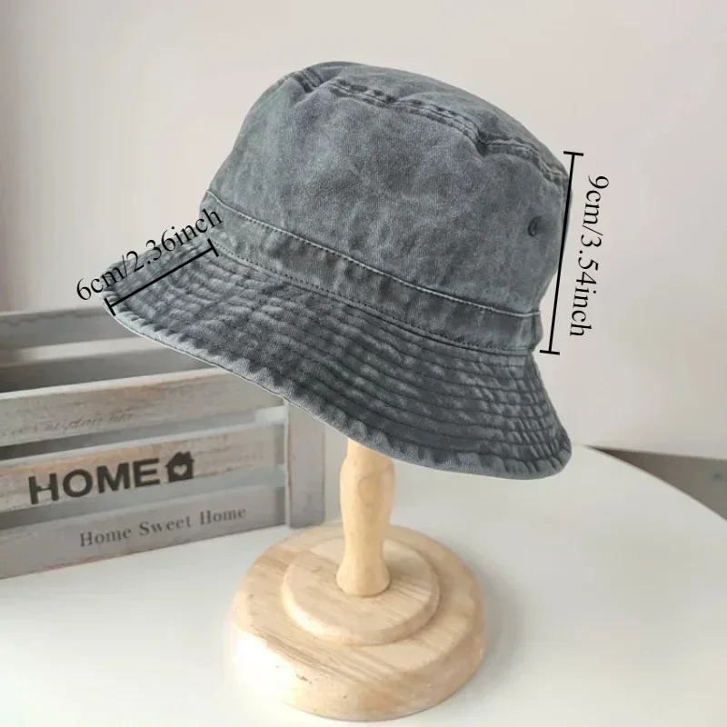 Korean Big Head Washed Denim Bucket Hats Men Cotton Sun Hat Plus Size 64cm Oversize Bob Panama Unisex Big Size Fisherman Cap 250711