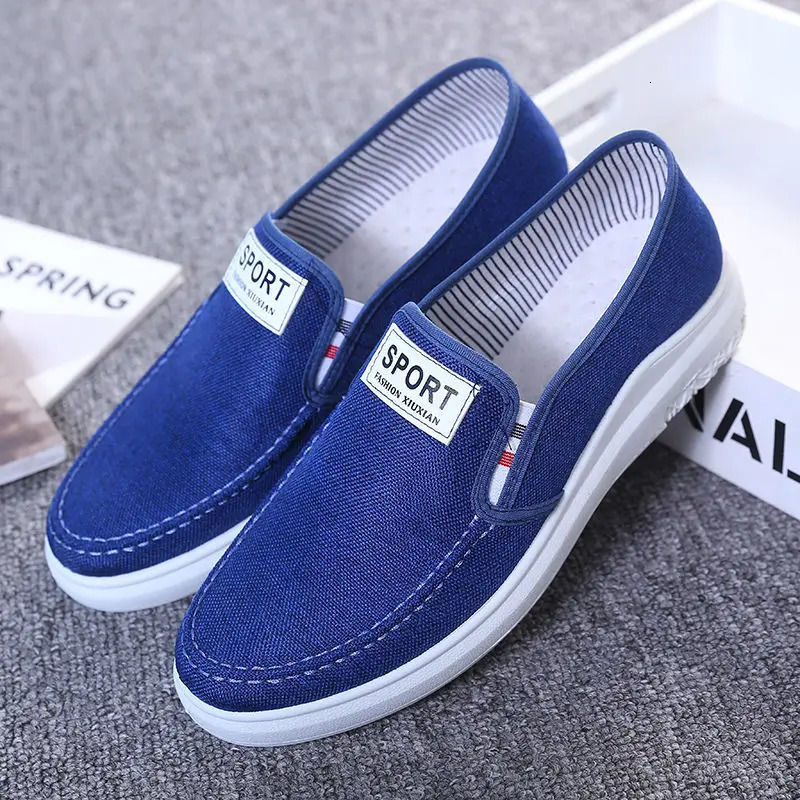 2025 Men Casual Shoes Slip on Canvas Fashion Sneakers Breathable Summer Walking Loafers Non Slip Comfortable Youth Skate Flats 250708