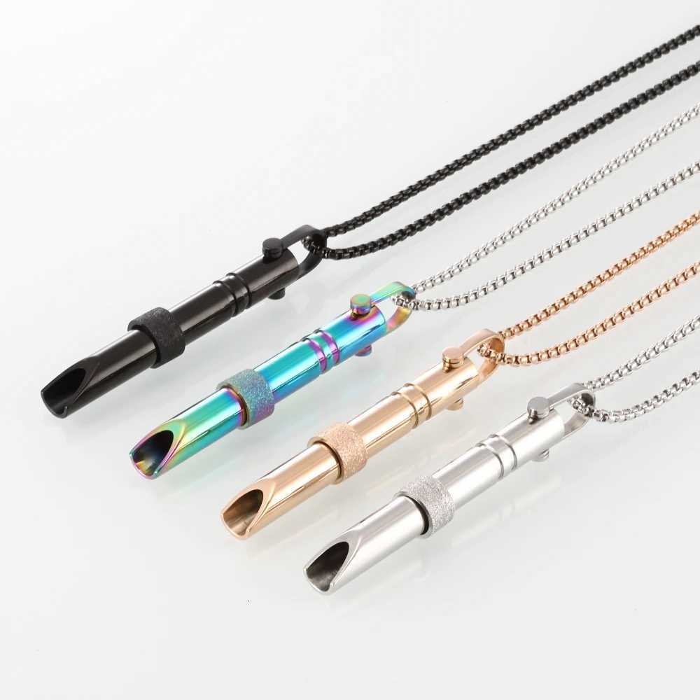 Turning Beads Meditation Mindfulness Pendant Regulating Breathing Whistle Titanium Steel Square Pearl Necklace with Accessories W250712