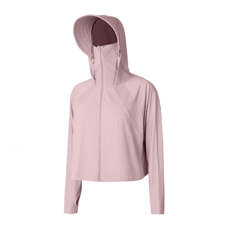 Summer Hooded Nylon Ice Silk UV Long Sleeve Jacket Outdoor Cycling Sports Sun Protection Clothing for Women