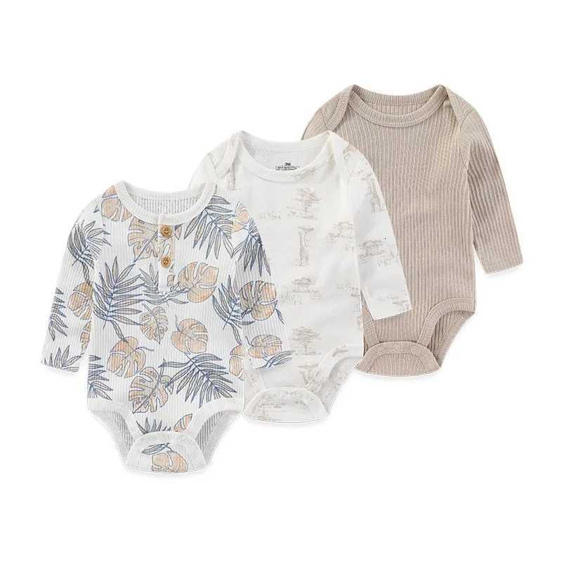 3 Pcs Newborn Long Sleeve 100% Cotton Baby Boy Girl Bodysuit Soft Infant Clothes Z250712