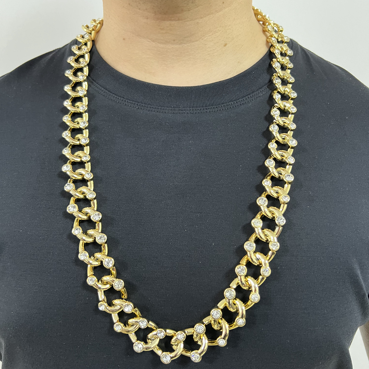 Luxury Jewelry Designer Jewelry European And American Cross-border New Style Encrypted Zircon Long Exaggerated Chain Full Zircon Hiphop Personality Hi