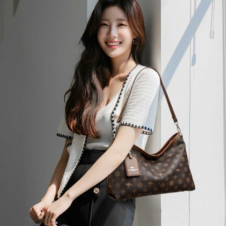 Old Flower Top-handle Bags Female Luxury Handbags Designer Shoulder Hand Bags for Women Mother Ladies PU Leather Crossbody Bag