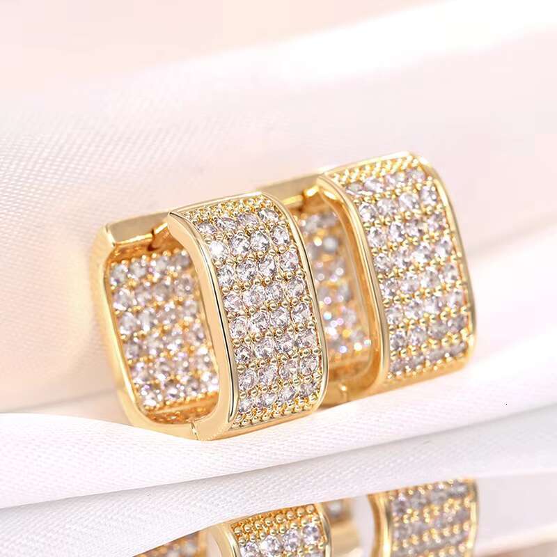 Hot Selling Hip Hop Fashion CZ Hoop Earrings for Men Women Silver Gold Color Ladies Earrings Fashion Jewelry