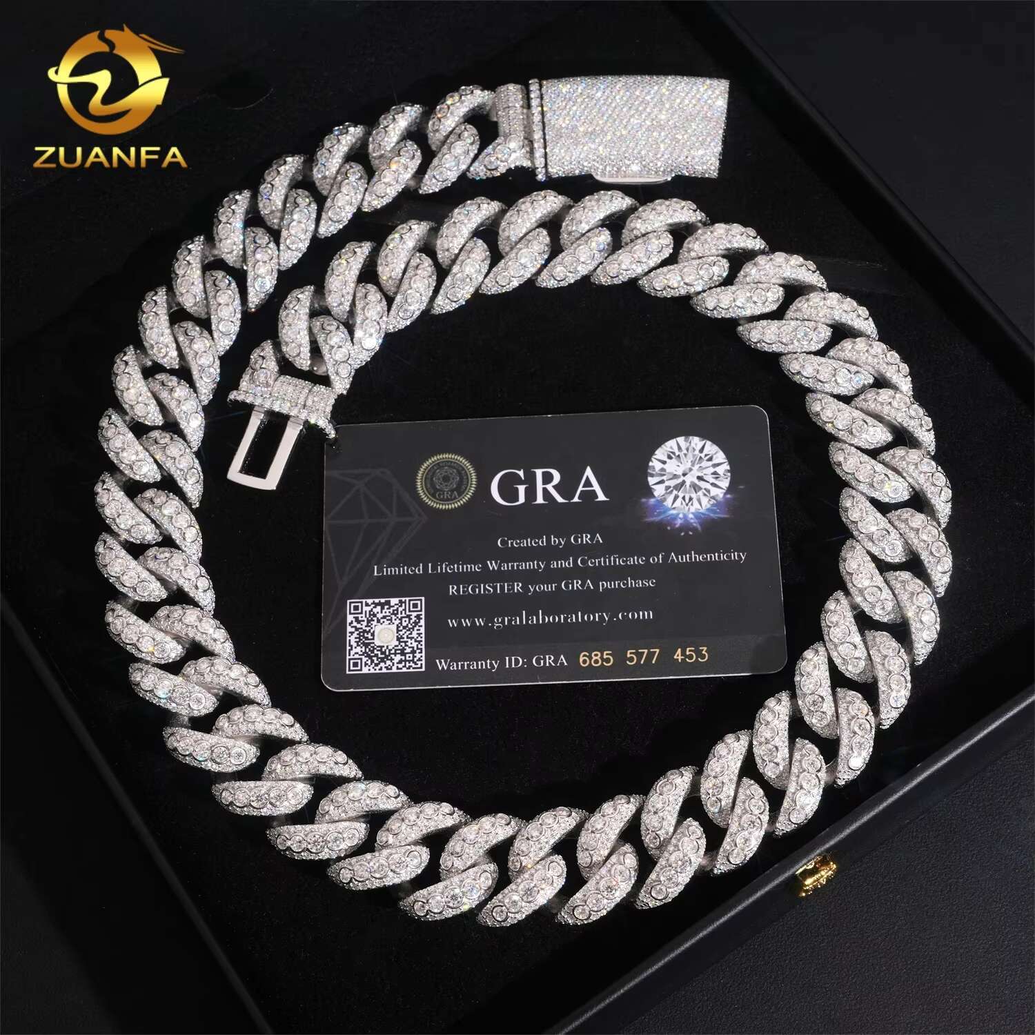Wholesale Price Pass Diamond Tester 925 Sterling Silver Hip Hop 20mm Moissanite Cuban Link Chain