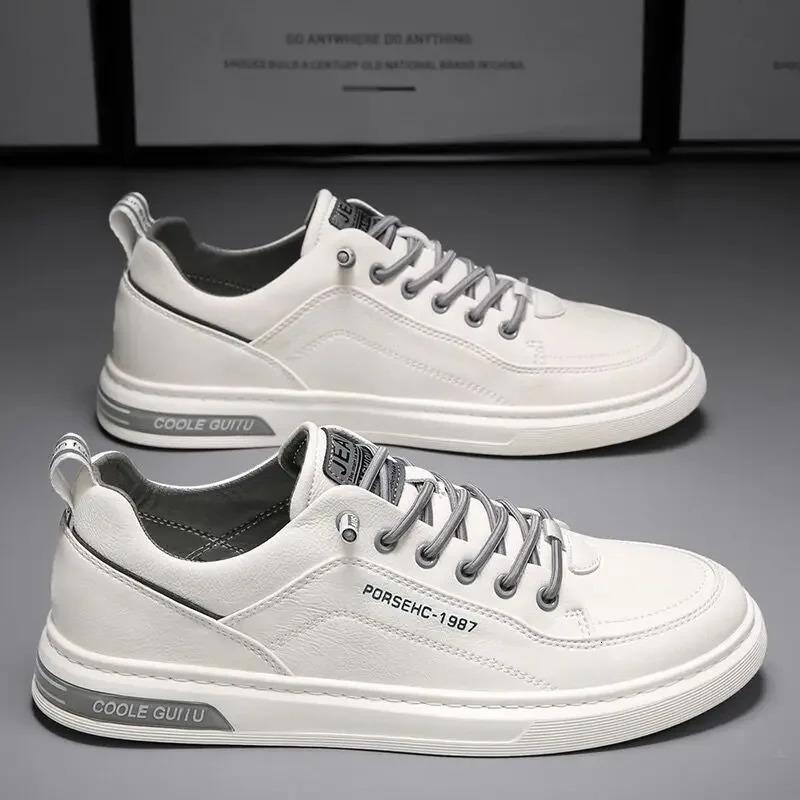 Mens Thick Sole Sneakers Sports Shoes Fashion Casual Fiber Leather Breathable Height Increase Flat Thick Sole Shoes 250712