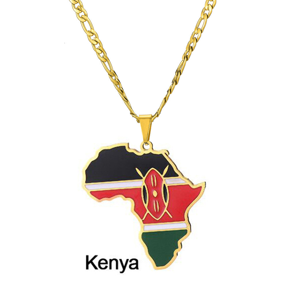 Luxury Jewelry Designer Jewelry Cross-border Amazon Hip-hop Jewelry Africa Map Nigeria Somalia Angola Stainless Steel Necklace