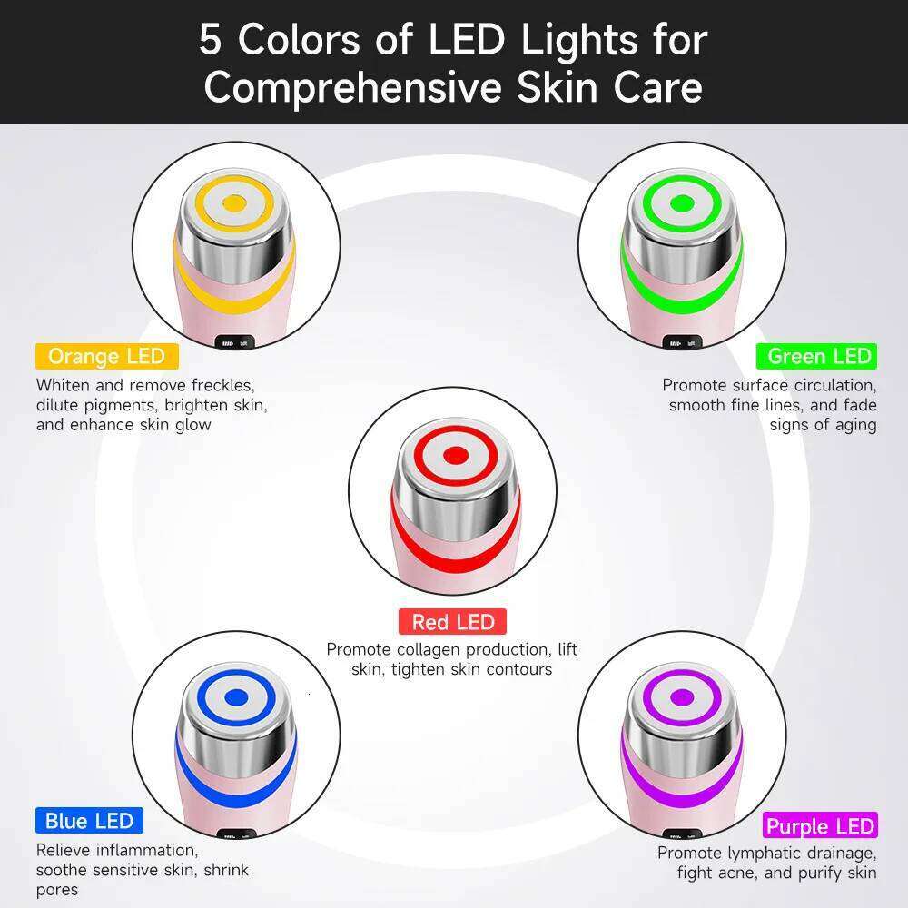 Ubilli Booster Pro Led Facial Therapy 5 Colors Beauty Wand Red Light Eye Massager For Skincare Rejuvenation Tool