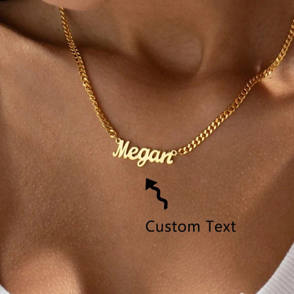 Personalised 18K Gold Name Necklace with Curb Chain Custom Gothic Name Necklace Birthday Gift for her Christmas Gift for Her 250709