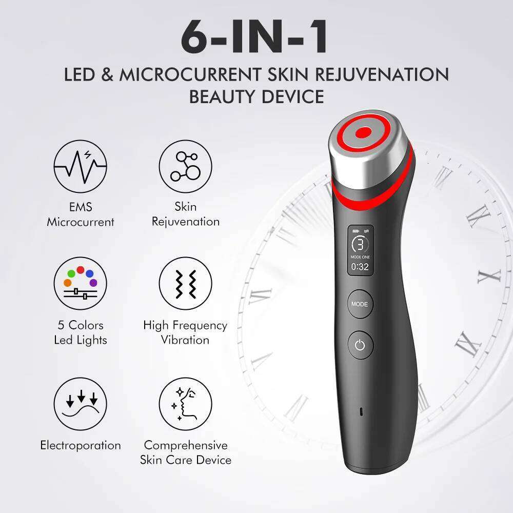 6 In 1 Age Glow Booster Beauty Device Facial Skin Tools Anti Aging Microcurrent Lift Face Care