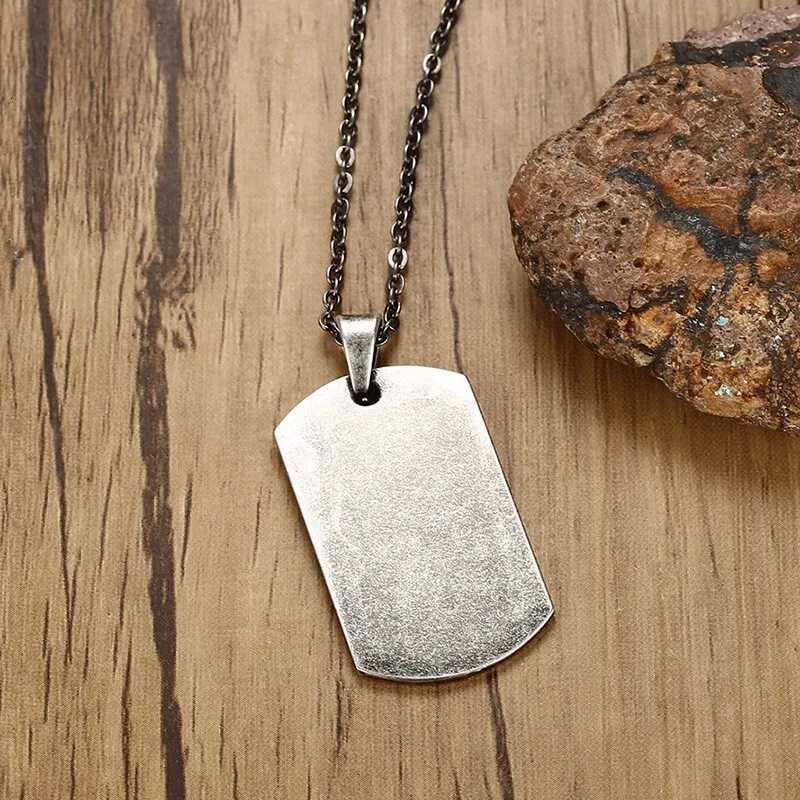 Personalized Dog Tag Necklaces for Men Retro Gray Stainless Steel Pendant Necklaces Soldier Tag Collars Gifts 20 inches W250712