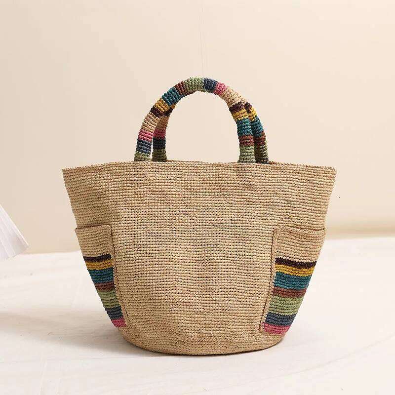 Lafite Grass Handheld Straw Woven New Color Outer Women's Seaside Vacation Beach Bag