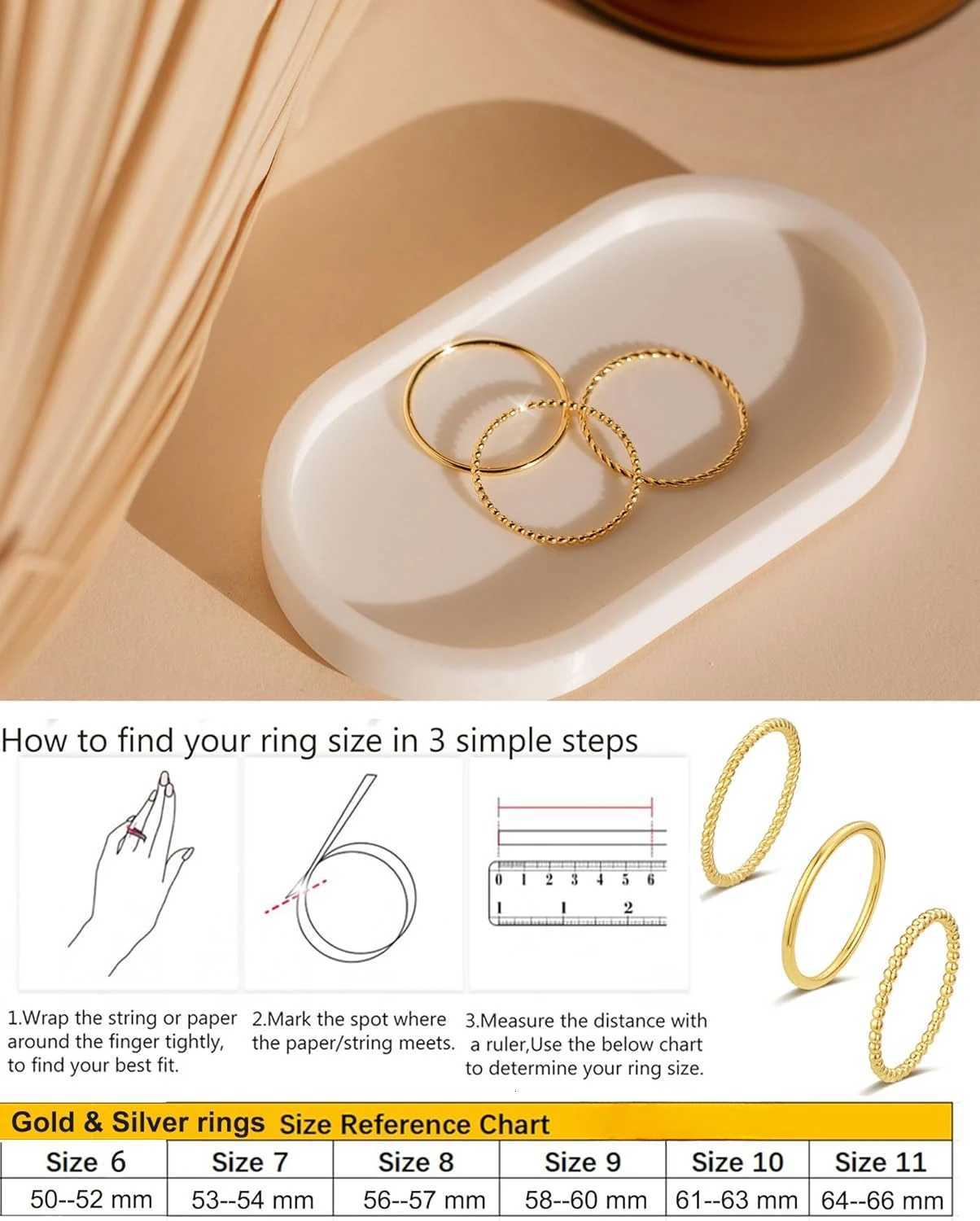 14K Gold Plated Thin Stackable Ring 1.3mm Women Non Tarnish Dainty Ring Set Trendy Thumb Pinky Ring Wedding Bands Promise Gifts y250712