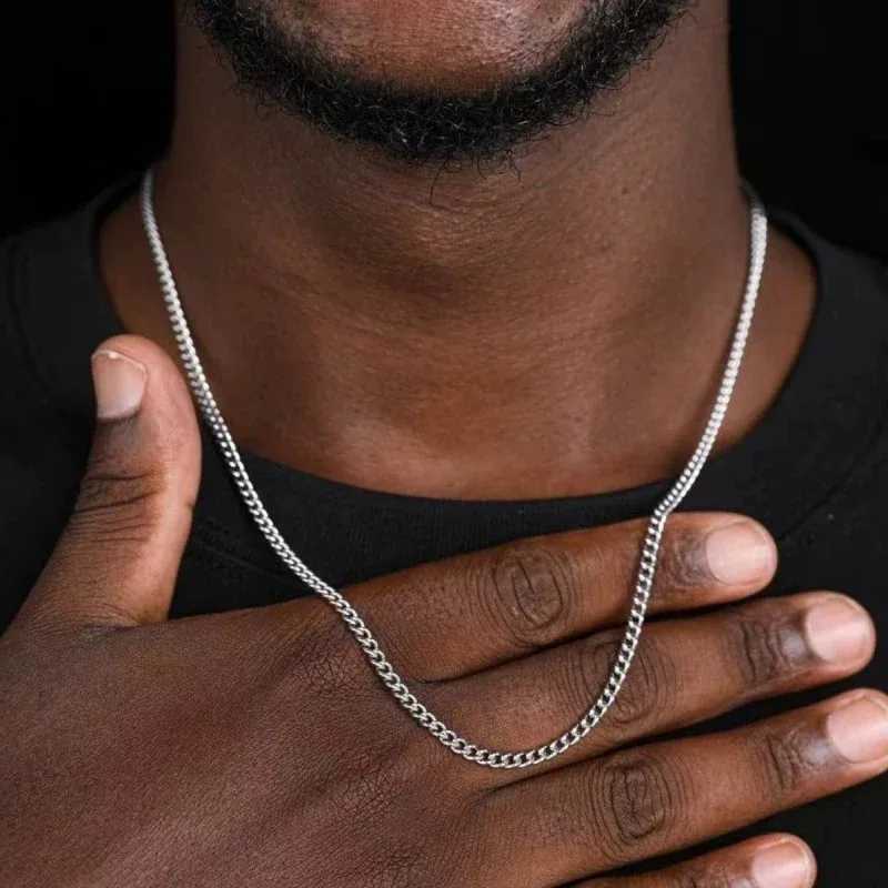 3mm Mens Cuban Chain Necklace Simple Stainless Steel Necklace Fashion Titanium Steel Jewelry Trend Party Accessories Gifts W250712