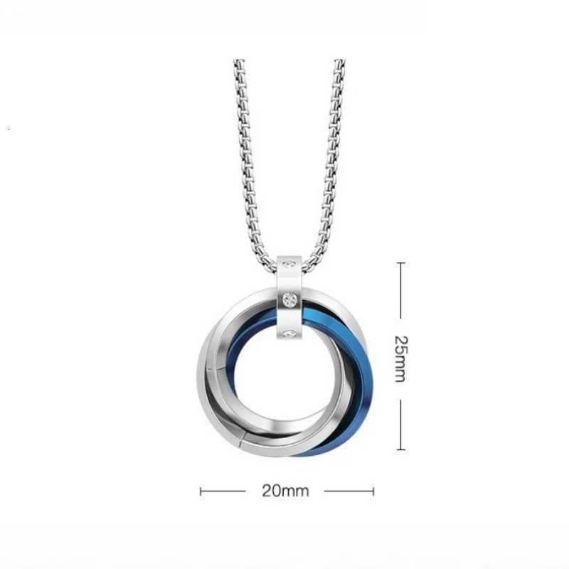 Stylish Three Ring Necklace for Men Boys Interlocking Titanium Steel Necklace Gift for Husband Father Son BBF W250712
