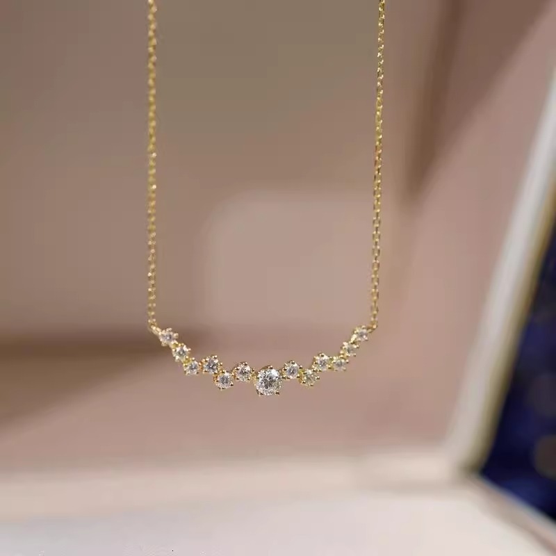 Luxury Jewelry Designer Jewelry Korean Style Casual Smile Necklace Daily Commute Versatile Micro Pave Zircon Collarbone Chain Blogger Same Dropshippin