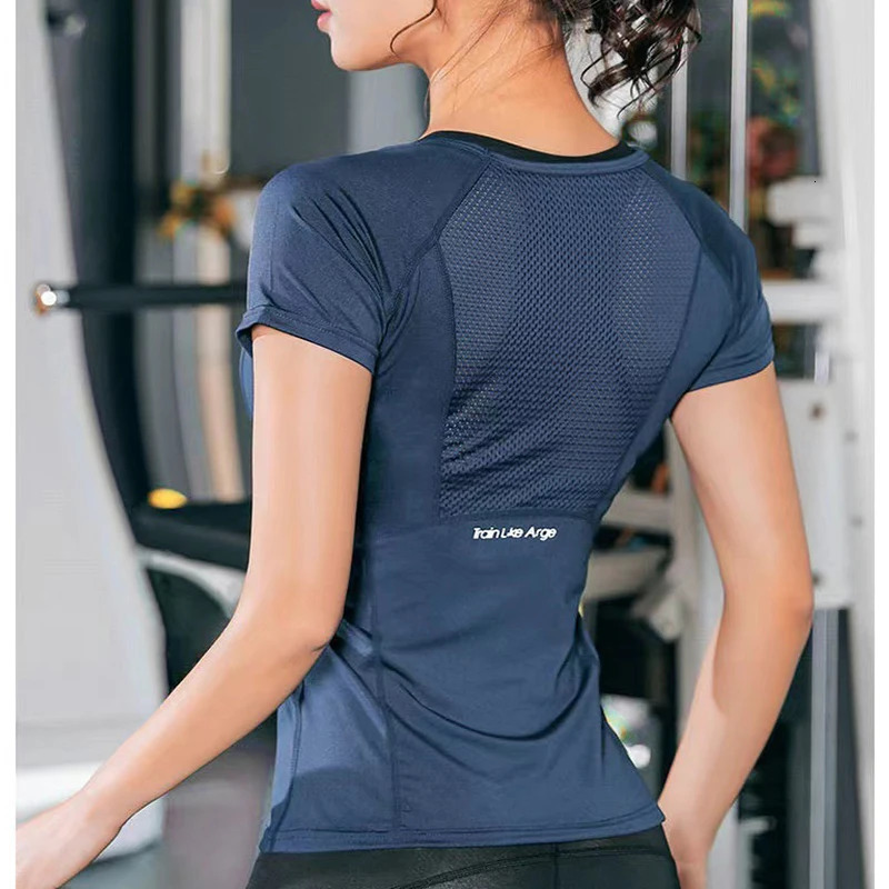 Women Summer T Shirts Slim Fit For Sports Fitness Yoga Short Sleeve Top Mesh Womens Gym Shirt Sport Wear 250708