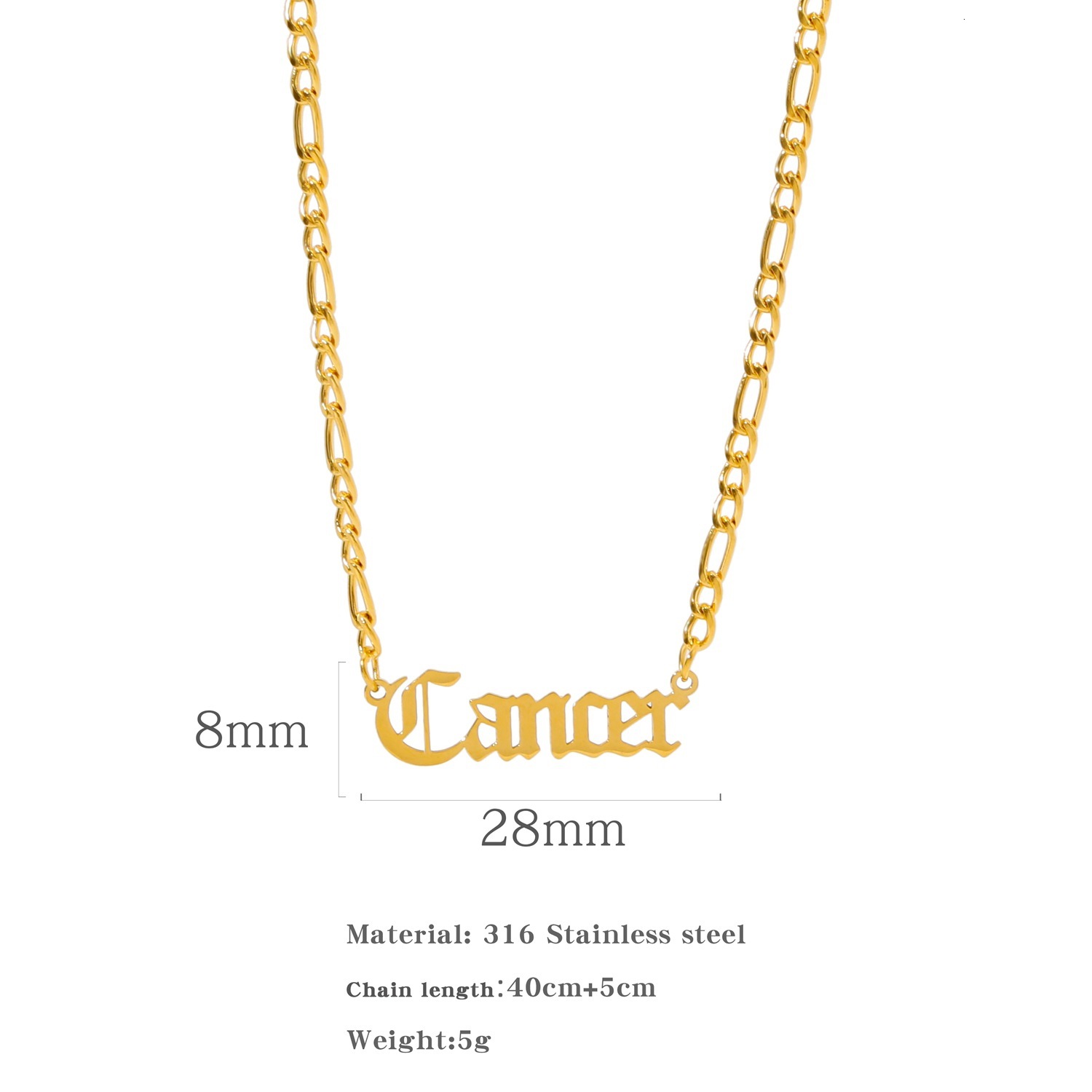 Luxury Jewelry Designer Jewelry Cross-border 18K Chain 12 Zodiac Ancient Letters Men And Women Stainless Steel Vacuum Electroplating Necklace Personal