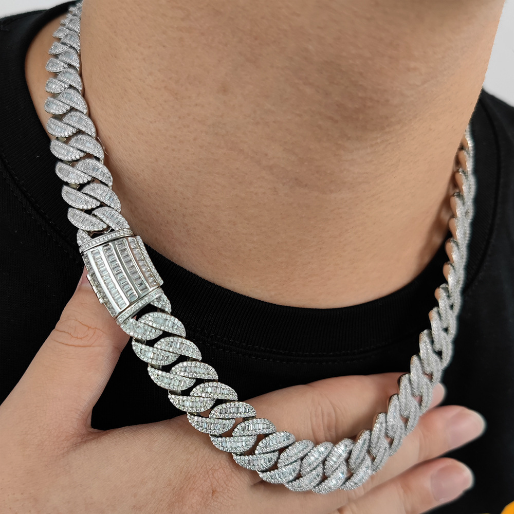 Luxury Jewelry Designer Jewelry European And American Hip-hop Miami Buckle Necklace Mixed Inlaid T Cubic Zirconia Men's Necklace Cross-border Jew