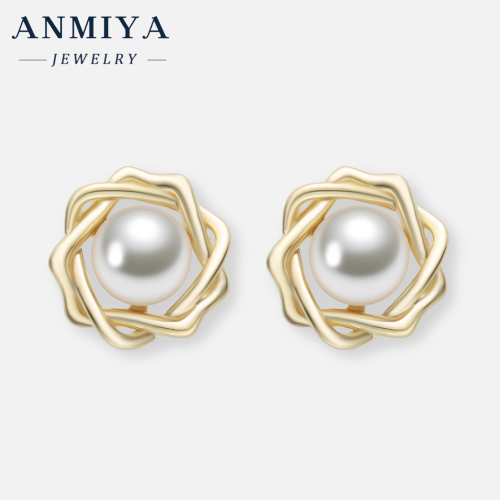 Wholesale Price Fashion Jewelry 18k Gold Pearl Design 925 Silver Stud Pearl Earrings for Women