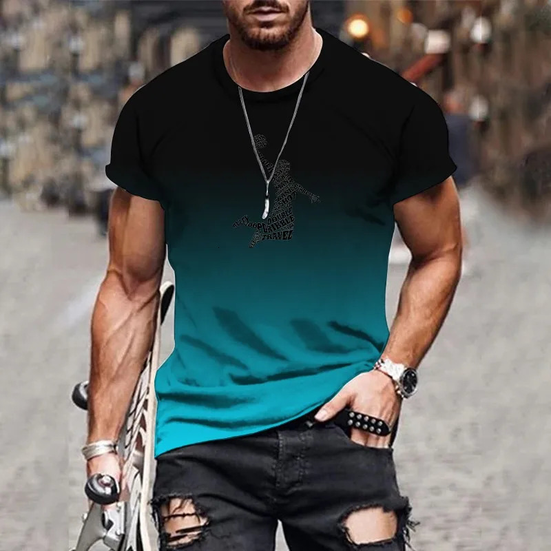 Casual Daily 3D Mens Gradient TShirt Fashion Print Trendy Harajuku Streetwear Large Size Round Neck Comfortable Top 250707