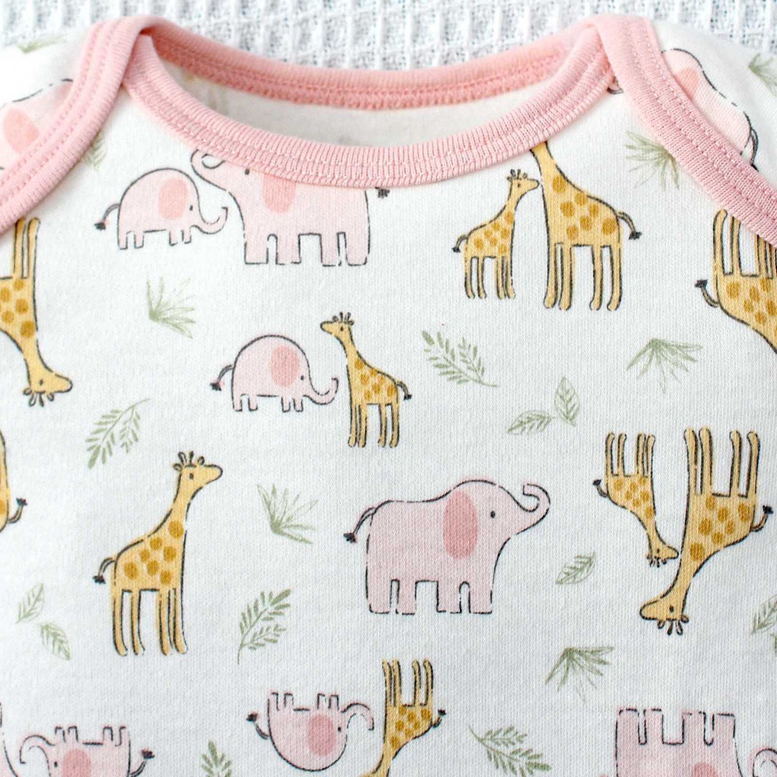 3PCS Summer Baby Girls Three Piece Bodysuit Animal Kingdom and Elephant Letter Pattern Short Sleeve Bodysuit Mothers Day Gif Z250712