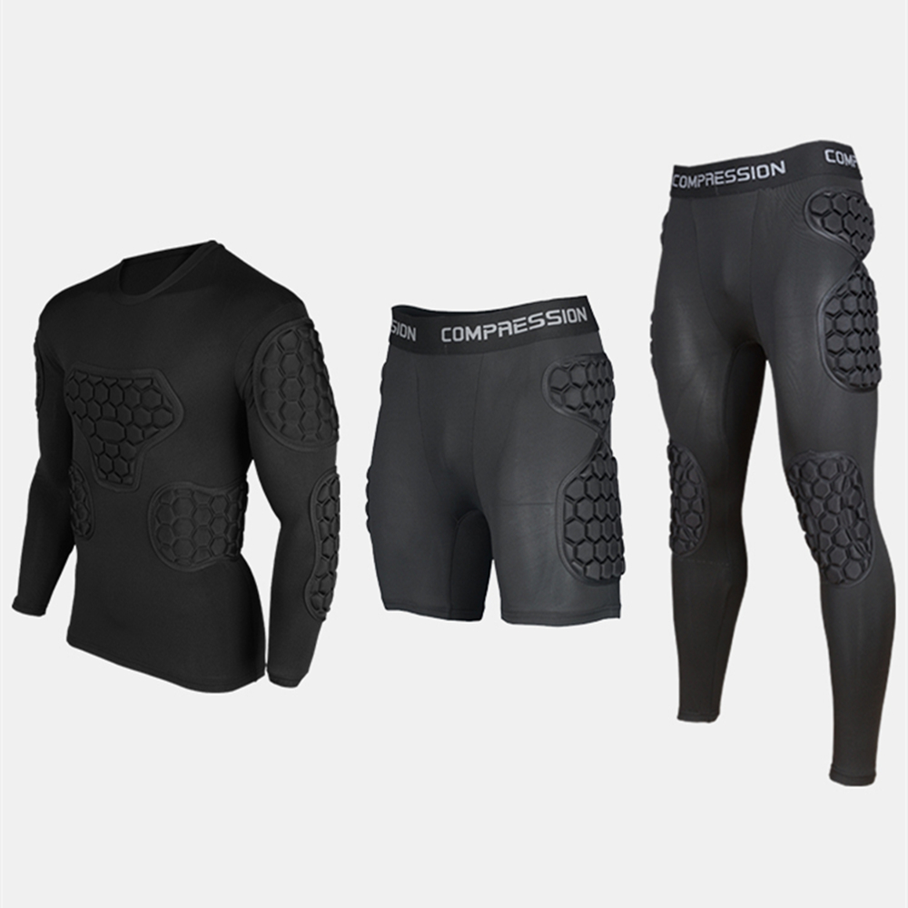 new sport safety EVA protection thicken soccer goalkeeper shirts rugby football jerseys trousers t-shirt elbow chest protector