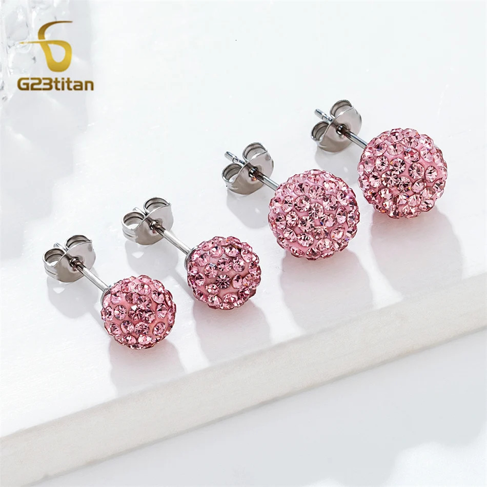 Colors Crystal Bead Polymer Clay Earrings G23 Ear Stud Micro Pave Rhinestone Disco Ball Hypoallergenic Piercing Jewelry 250708