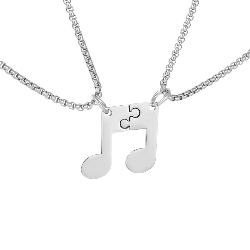 Luxury Jewelry Designer Jewelry Cross-border New Product Stainless Steel Personalized Fashion Jumping Note Puzzle Couple Necklace Men And Women Couple