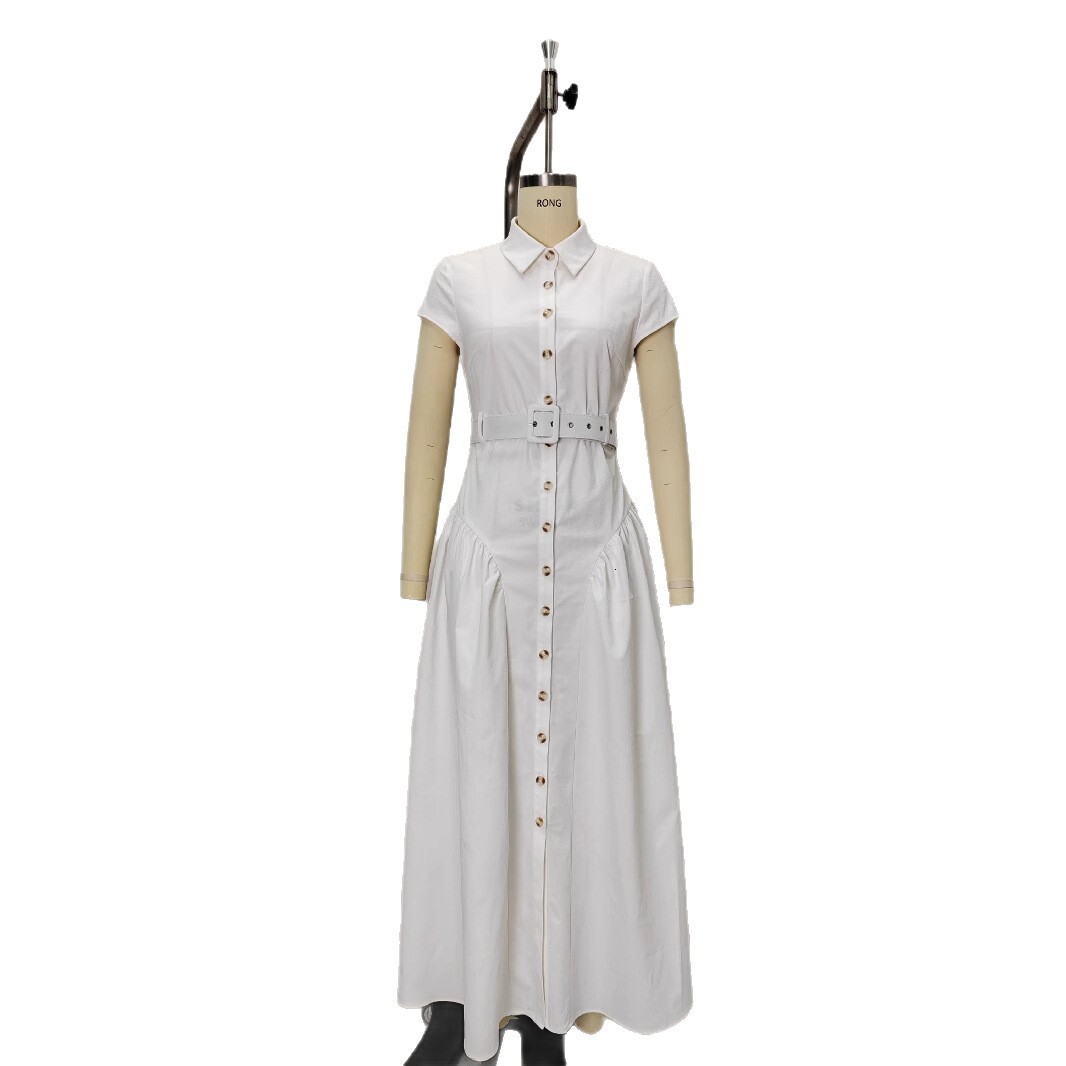 Summer New Women's Skirt French Fashion Collar Long Skirt Single breasted Skirt Fashion Summer Slimming Dress Wear New Design Designer Dress