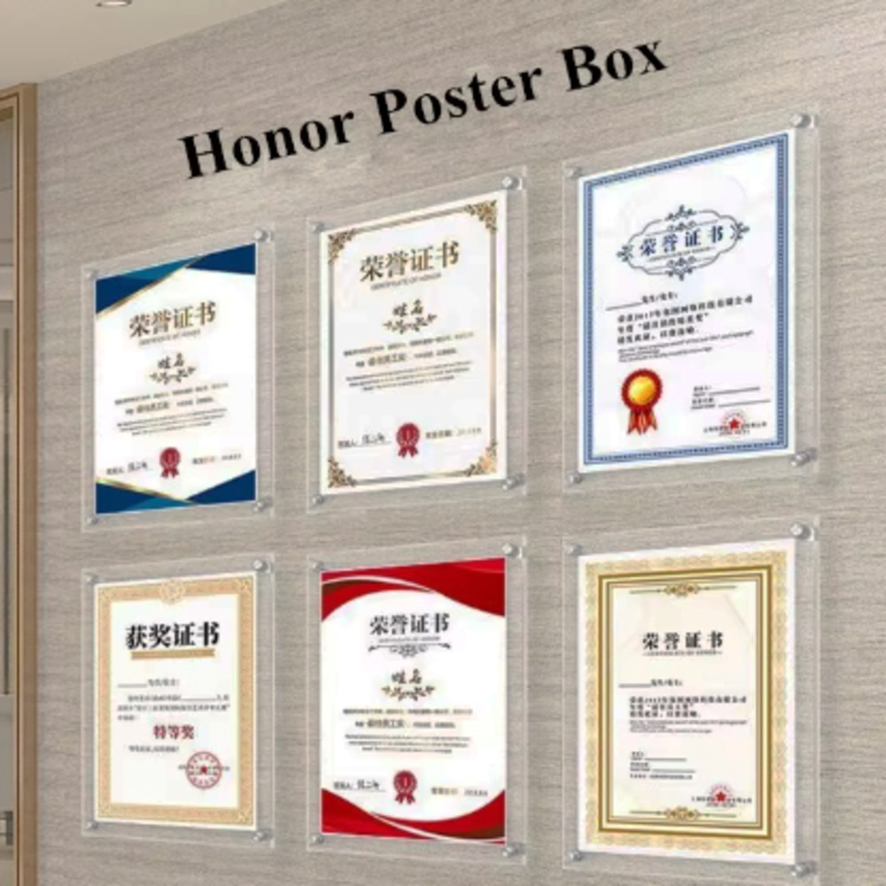 A4 Double Panel Acrylic Sign Holder Wall Mount Poster Clear Floating Frameless Photography Picture Photo Frame H260306