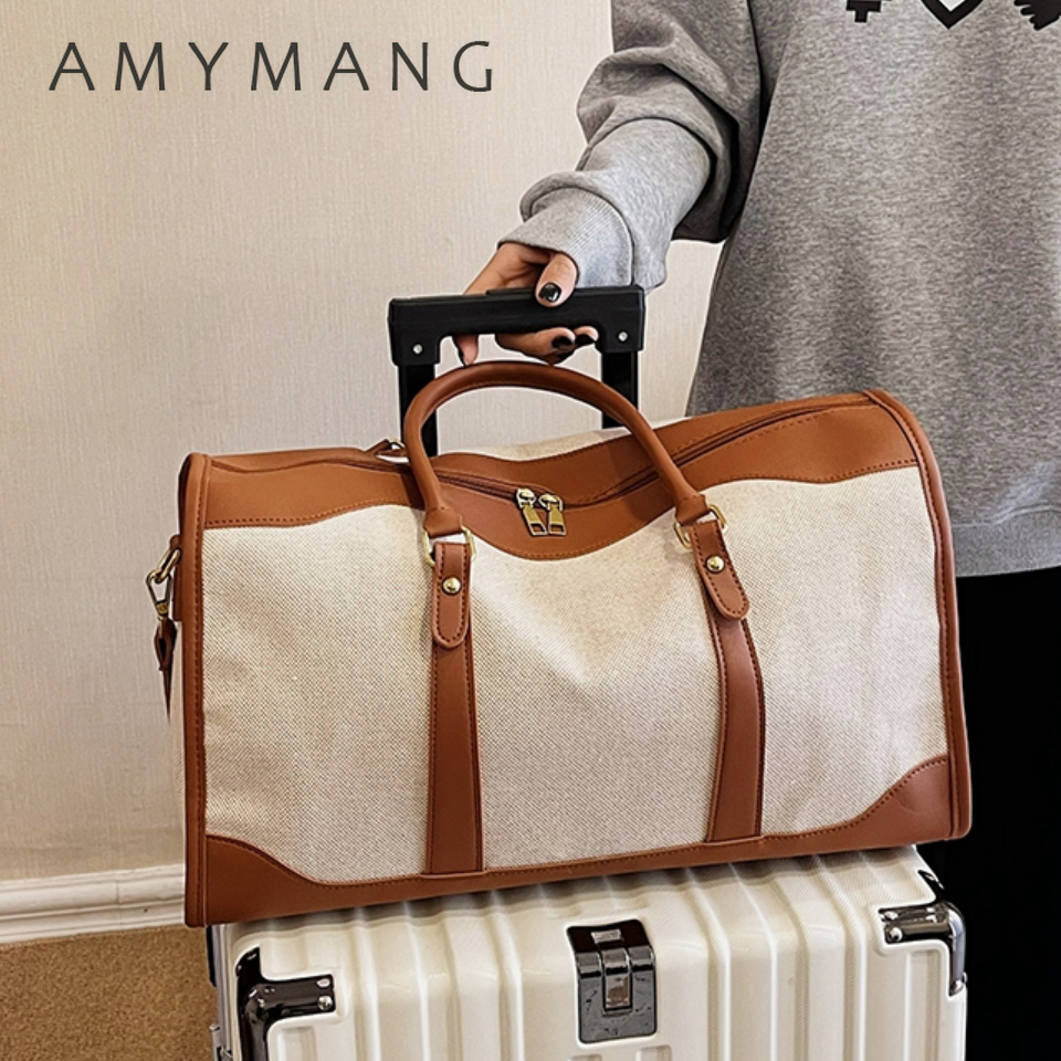 Women Travel Storage Hand bag Vintage Fitness Luggage Shoulder Crossbody Bags For Women Large Nylon PU Leather Bag 2025 Handbags