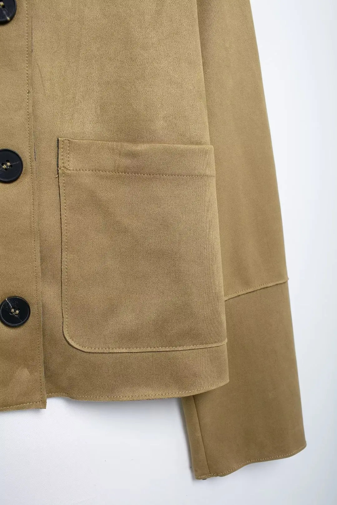 TRAF Suede Jacket Women Autumn Button Outerwears Long Sleeve Oversized Jackets for Women Streetwear Casual Overcoat Female 250708