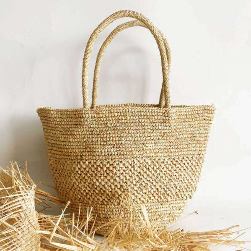 Women Beach Vintage Handmade Woven Shoulder Bag Raffia Rattan Shopping Bags Bohemian Ladies Summer Travel Vacation Casual Totes